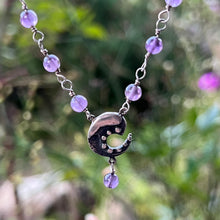 Load image into Gallery viewer, Silver amethyst Y necklace