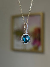 Load image into Gallery viewer, 14ky London blue topaz and diamond pendant