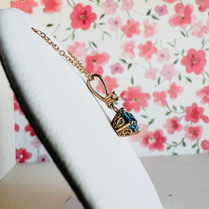 14k rose gold topaz and diamond pendant