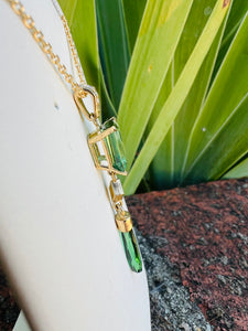 14k green tourmaline diamond pendant