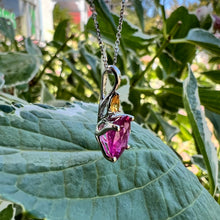 Load image into Gallery viewer, 14k tourmaline and garnet pendant