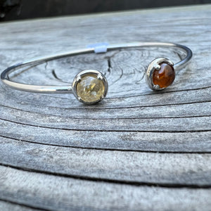 Silver yellow and orange tourmaline cuff bracelet