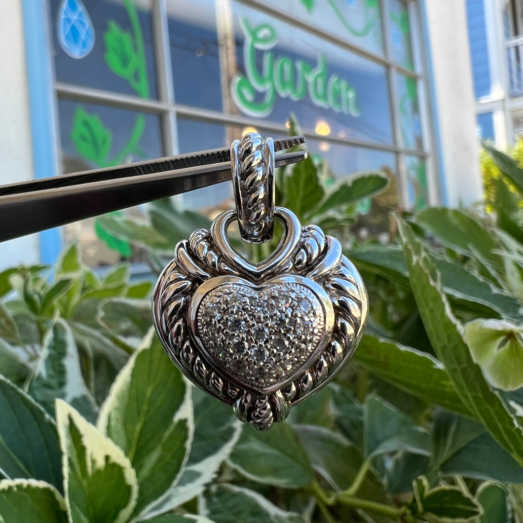 Judith Ripka Silver Diamonique heart pendant
