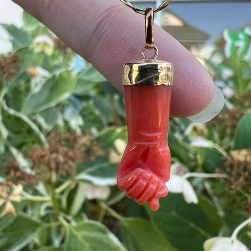 Vintage gold and coral figas charm