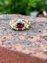 Load image into Gallery viewer, 14ky garnet and diamond ring