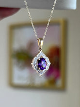 Load image into Gallery viewer, 10ky amethyst and diamond pendant