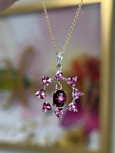 Load image into Gallery viewer, 14k pink garnet and tourmaline pendant