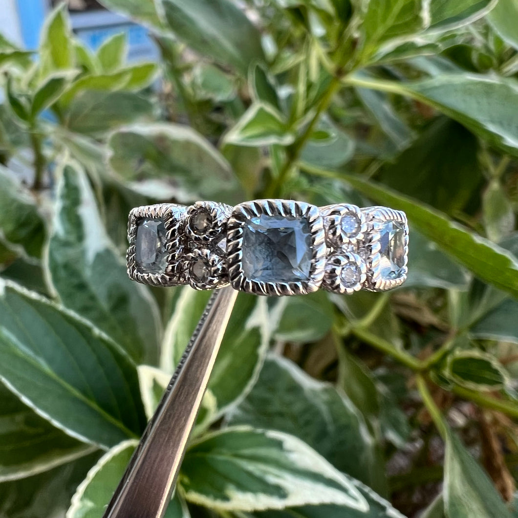 Silver Judith Ripka blue topaz ring