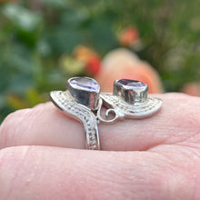 Load image into Gallery viewer, Sterling silver double amethyst ring