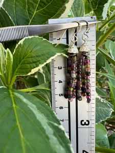 Silver tourmaline tassel earrings