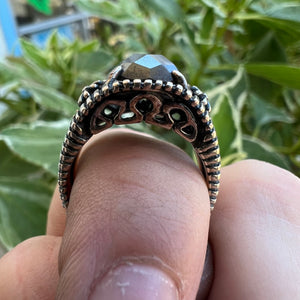 Oxidized silver hematite ring