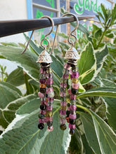 Load image into Gallery viewer, Silver tourmaline tassel earrings