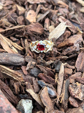 Load image into Gallery viewer, 14ky garnet and diamond ring