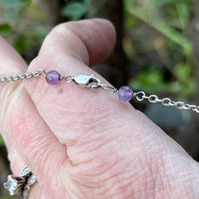 Load image into Gallery viewer, Silver amethyst Y necklace