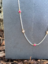 Load image into Gallery viewer, 14k ruby and diamond station necklace