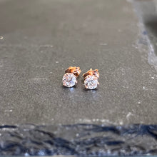 Load image into Gallery viewer, 14k rose gold 2/3cttw old European diamond studs