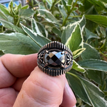 Load image into Gallery viewer, Oxidized silver hematite ring