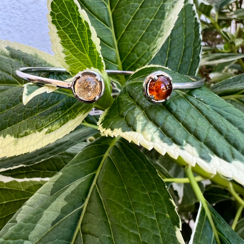 Silver yellow and orange tourmaline cuff bracelet