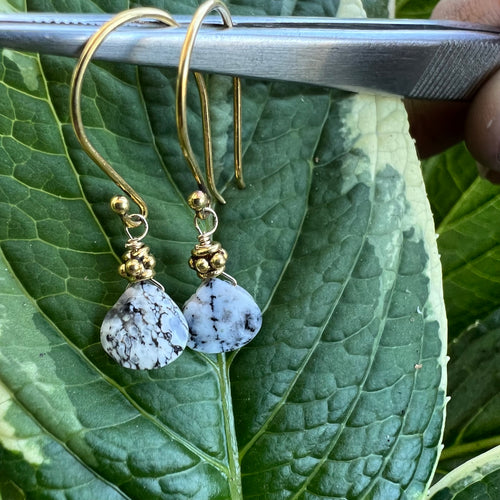 Gold filled dendritic opal earrings