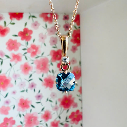 14k rose gold topaz and diamond pendant