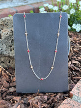 Load image into Gallery viewer, 14k ruby and diamond station necklace