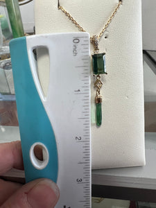 14k green tourmaline diamond pendant