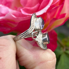 Load image into Gallery viewer, Sterling silver double amethyst ring