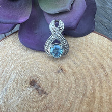 Load image into Gallery viewer, Silver topaz and diamond pendant