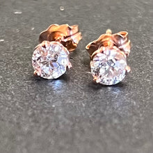 Load image into Gallery viewer, 14k rose gold 2/3cttw old European diamond studs