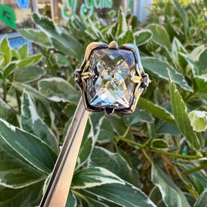 Silver and 18k Ann King quartz ring