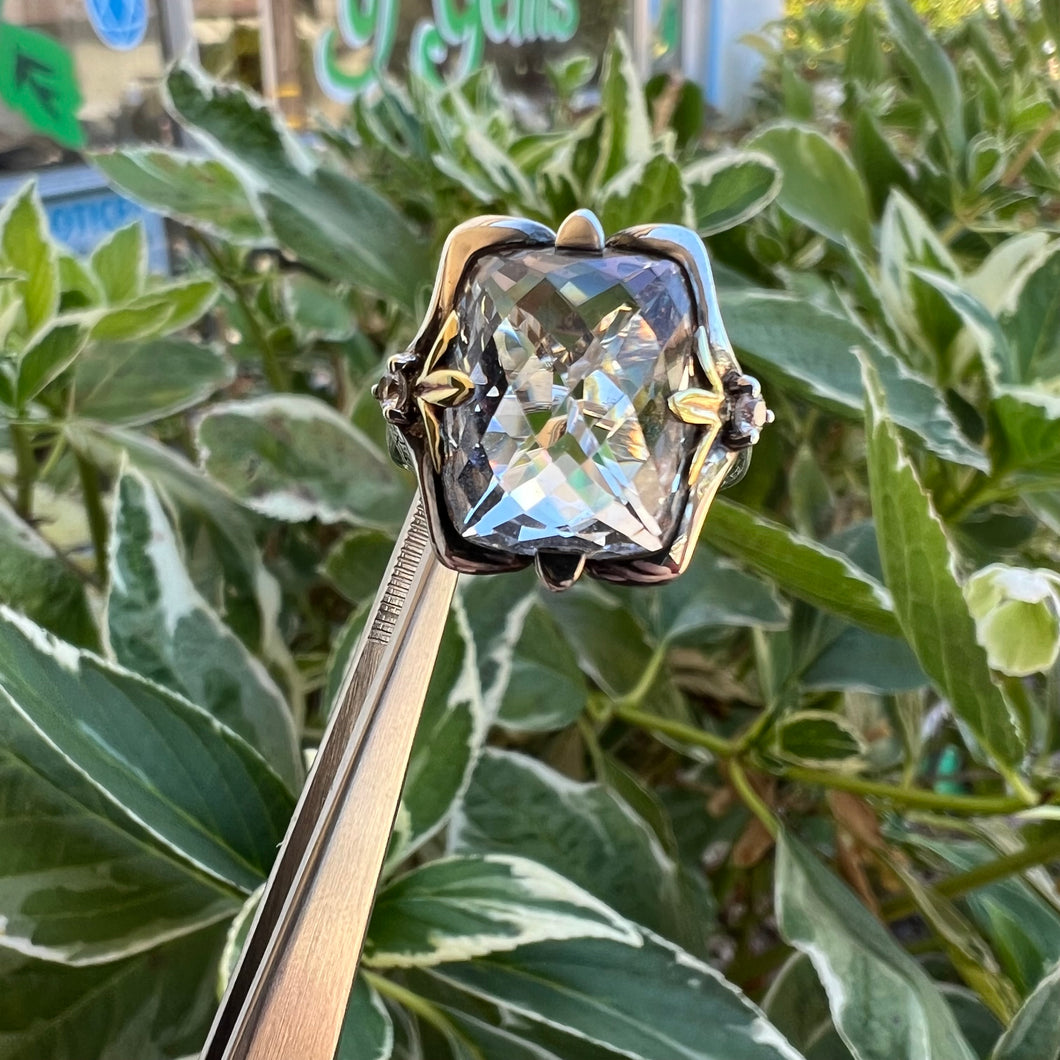 Silver and 18k Ann King quartz ring
