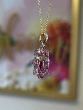 Load image into Gallery viewer, 14k pink garnet and tourmaline pendant