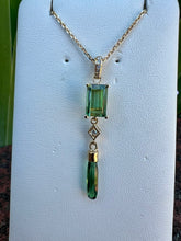 Load image into Gallery viewer, 14k green tourmaline diamond pendant