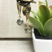 Load image into Gallery viewer, 14ky black tourmalinated quartz dangle earring MTO