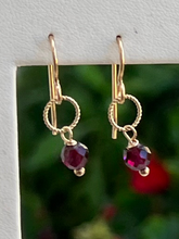 Load image into Gallery viewer, 14k GF garnet earrings