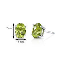 Load image into Gallery viewer, 14k White Gold 7x5mm Oval Peridot Stud Earrings