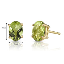 Load image into Gallery viewer, 14k Yellow Gold 7x5mm Oval Peridot Stud Earrings