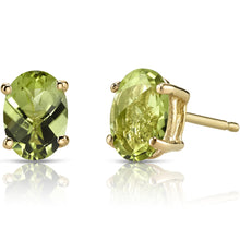 Load image into Gallery viewer, 14k Yellow Gold 7x5mm Oval Peridot Stud Earrings