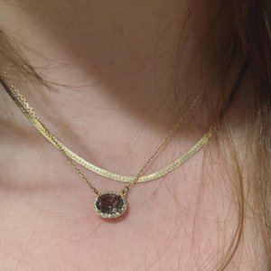 14ky tourmalinated quartz and diamond necklace