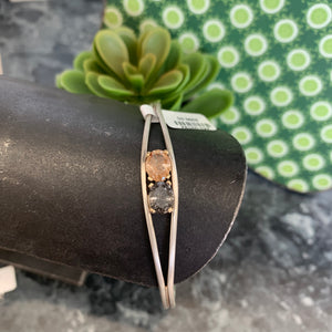 Sterling silver & 14ky quartz bracelet cuff