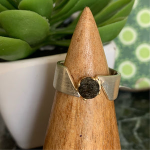 14ky & sterling silver tourmalinated quartz ring