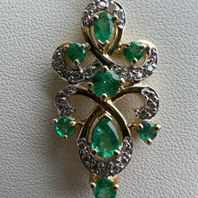 Load image into Gallery viewer, 14ky emerald and diamond pendant