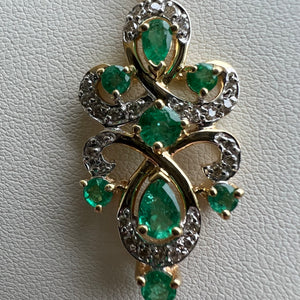 14ky emerald and diamond pendant