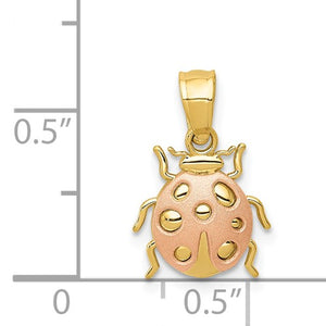 14k two tone lady bug pendant
