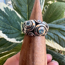Load image into Gallery viewer, Silver blue topaz scroll ring