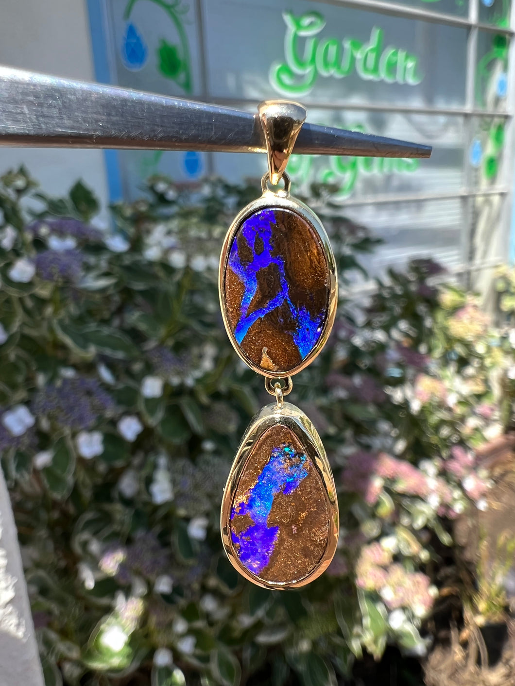 14ky Boulder opal pendant