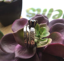 Load image into Gallery viewer, Silver stackable band set with onyx ring MTO