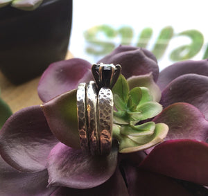 Silver stackable band set with onyx ring MTO