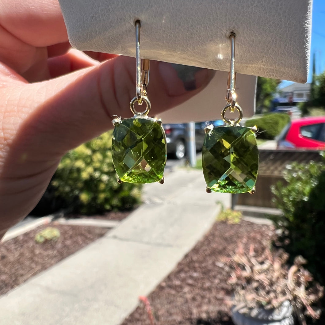 14ky peridot dangle earrings- MTO