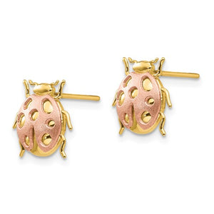 14k two tone lady bug earrings